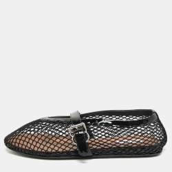 Pre Owned حذاء باليرينا علايا شبكي أحمر وجلد لامع مقاس 38