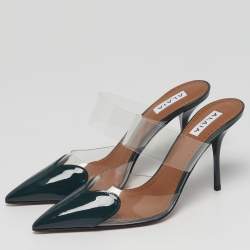 Pre Owned مُلابس علّايا جلد بيج لامع و بي في سي لا كور مفتوح من الخلف مقاس 38