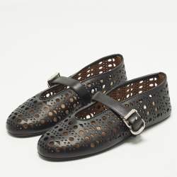 Pre Owned Alaia Vienne Size 41 Black Leather Ballet Flats