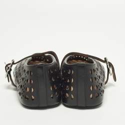 Pre Owned Alaia Vienne Size 41 Black Leather Ballet Flats