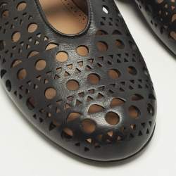 Pre Owned Alaia Vienne Size 41 Black Leather Ballet Flats