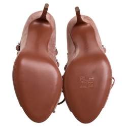 Pre Owned Alaia Beige Suede Bombe Embellished Open Toe Ankle Wrap Sandals Size 39