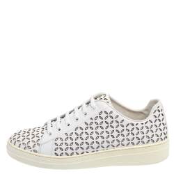Pre Owned Alaia White Laser Cut Leather Low Top Sneakers Size 40