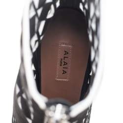 Pre Owned Alaia Black Laser Cut Suede Mid Calf Boots Size 38.5