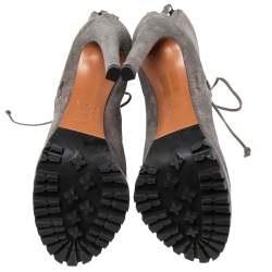 Alaia Grey Suede Lace Up Ankle Boot Size 37.5