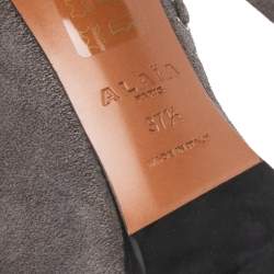 Alaia Grey Suede Lace Up Ankle Boot Size 37.5