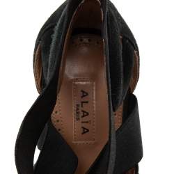 Pre Owned Alaia Black Studded Suede Cross Strap Open Toe Ankle Sandals Size 36