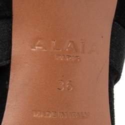 Pre Owned Alaia Black Studded Suede Cross Strap Open Toe Ankle Sandals Size 36