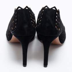 Pre Owned Alaia Black Suede Laser-Cutout Pumps Size 39