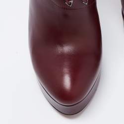 Pre Owned Alaia Burgundy Leather Ankle Boots Size 40