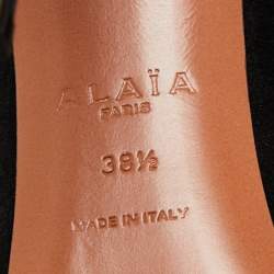 Pre Owned Alaia Black Suede Cutout Front Zip Ankle Boots Size 38.5