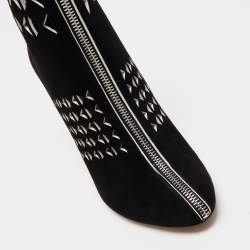 Pre Owned Alaia Black Suede Cutout Front Zip Ankle Boots Size 38.5