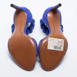 Pre Owned Alaia Blue Suede Bombe Ankle Strap Sandals Size 38.5