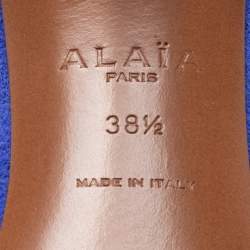 Pre Owned Alaia Blue Suede Bombe Ankle Strap Sandals Size 38.5
