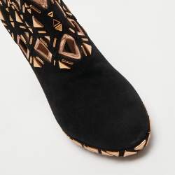 Pre Owned Alaia Black Suede and Leather Cut Out Ankle Boots Size 40