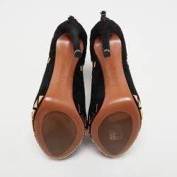 Pre Owned Alaia Black Suede and Leather Cut Out Ankle Boots Size 40