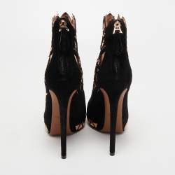 Pre Owned Alaia Black Suede and Leather Cut Out Ankle Boots Size 40