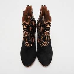 Pre Owned Alaia Black Suede and Leather Cut Out Ankle Boots Size 40