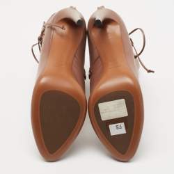 Alaia Brown Leather Lace Up Ankle Booties Size 38.5