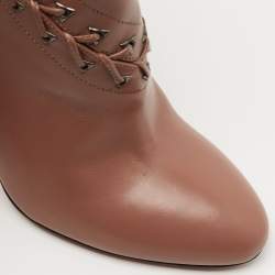 Alaia Brown Leather Lace Up Ankle Booties Size 38.5