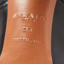 Alaia Black Leather Lace Up Platform Booties Size 38