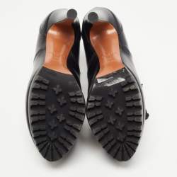 Alaia Black Leather Lace Up Platform Booties Size 38