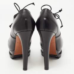Alaia Black Leather Lace Up Platform Booties Size 38