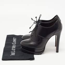 Alaia Black Leather Lace Up Platform Booties Size 38