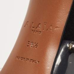 Pre Owned Alaia Black Suede And Pvc Bead Embellished Ankle Strap Sandals Size 38.5