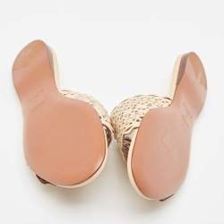 Alaia Beige Leather Flat Slides Size 38