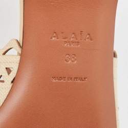 Alaia Beige Leather Flat Slides Size 38