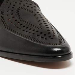 Pre Owned Alaia Black Leather Slip On Loafers Size 39