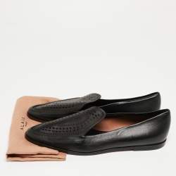 Pre Owned Alaia Black Leather Slip On Loafers Size 39