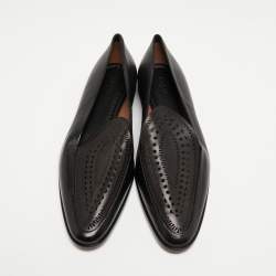 Pre Owned Alaia Black Leather Slip On Loafers Size 39