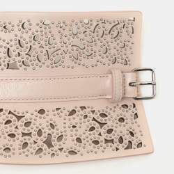 Alaia Light Pink Laser Cut Leather Corset Belt 70CM