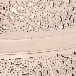 Alaia Light Pink Laser Cut Leather Corset Belt 70CM