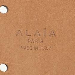 Alaia Black Leather Laser Cut Buckle Waist Belt 70CM
