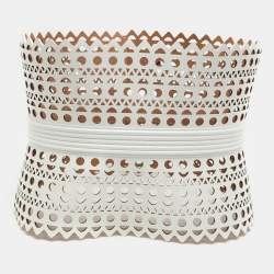 Alaia White Leather Vienne Corset Belt 75CM
