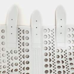 Alaia White Leather Vienne Corset Belt 75CM