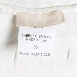 Alaia Cream Patterned Wool Blend Knit Mini Dress S