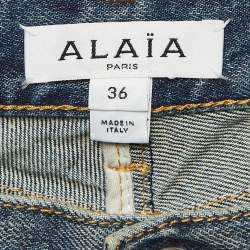 Alaia Blue Washed Denim Skinny Jeans S Waist 26"