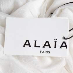 مملوكة مسبقًا Alaia White Pinhole Pattern Knit Sleeveless Mini Dress L