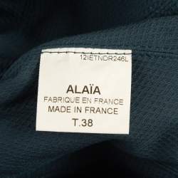 مملوكة مسبقًا Alaia Blue Textured Cotton Collar Detail Mini Skater Dress M