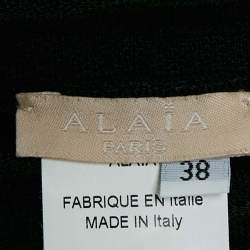 Pre Owned Alaia Black Wool Blend Knit Pleated Short Dress M