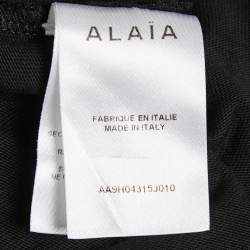 Pre Owned Alaia Black Logo Embroidered Cotton T-Shirt M