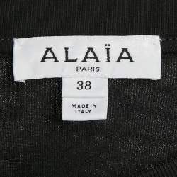 Pre Owned Alaia Black Logo Embroidered Cotton T-Shirt M