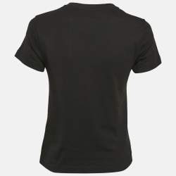 Pre Owned Alaia Black Logo Embroidered Cotton T-Shirt M