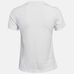 Pre Owned Alaia White Logo Embroidered Cotton T-Shirt M