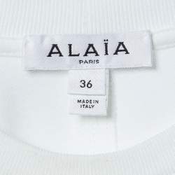 Pre Owned Alaia White Logo Embroidered Cotton T-Shirt S