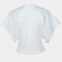 Pre Owned Alaia White Logo Embroidered Cotton T-Shirt S
